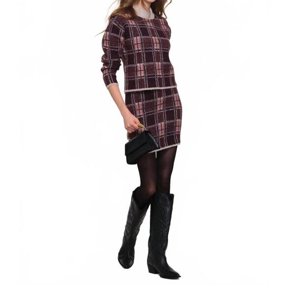 NEW HEARTLOOM sprouse all-over plaid jacquard set in buff